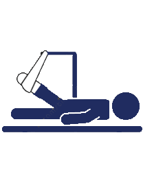 icon of person laying down with foot wrapped and in a sling